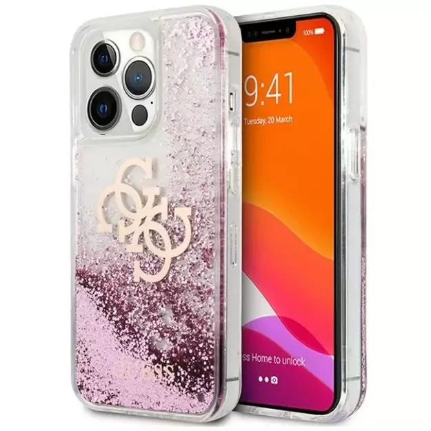 Guess GUHCP13XLG4GPI iPhone 13 Pro Max 6,7  różowy/pink hardcase 4G Big Liquid Glitter