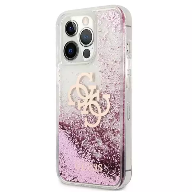 Guess GUHCP13XLG4GPI iPhone 13 Pro Max 6,7  różowy/pink hardcase 4G Big Liquid Glitter 1