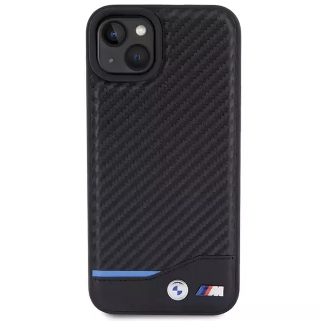 BMW Leather Carbon case for iPhone 15 Plus - black 2