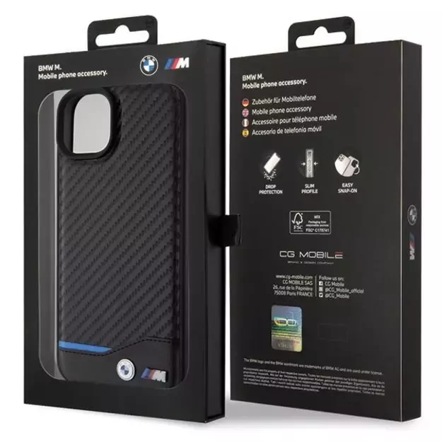 BMW Leather Carbon case for iPhone 15 Plus - black 7