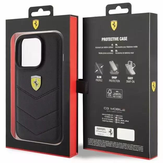 Ferrari Quilted Metal Logo case for iPhone 15 Pro - black 6