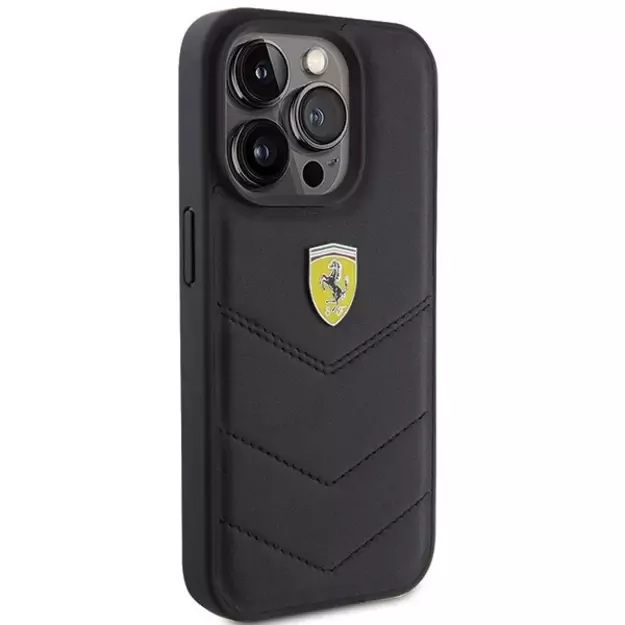 Ferrari Quilted Metal Logo case for iPhone 15 Pro - black 2