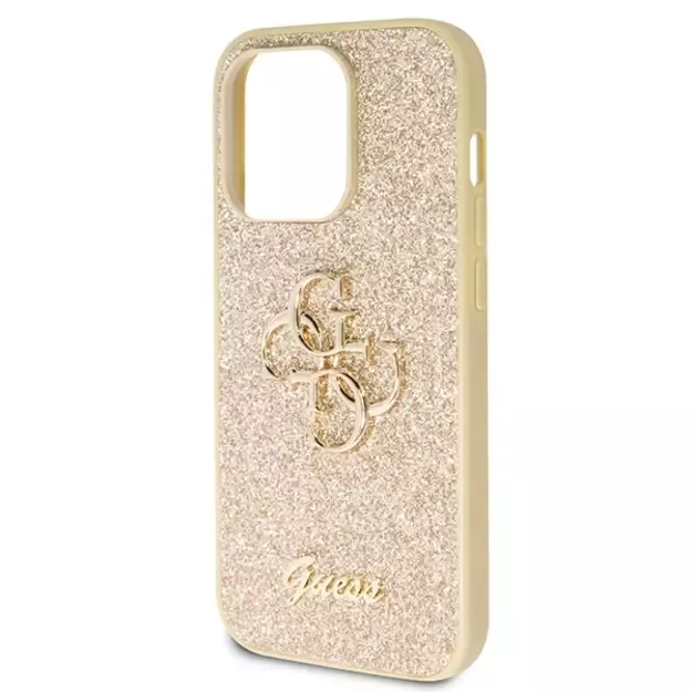 Guess GUHCP14LHG4SGD case for iPhone 14 Pro - gold Glitter Script Big 4G 12