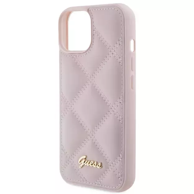 Guess Quilted Metal Logo case for iPhone 15 - pink 5