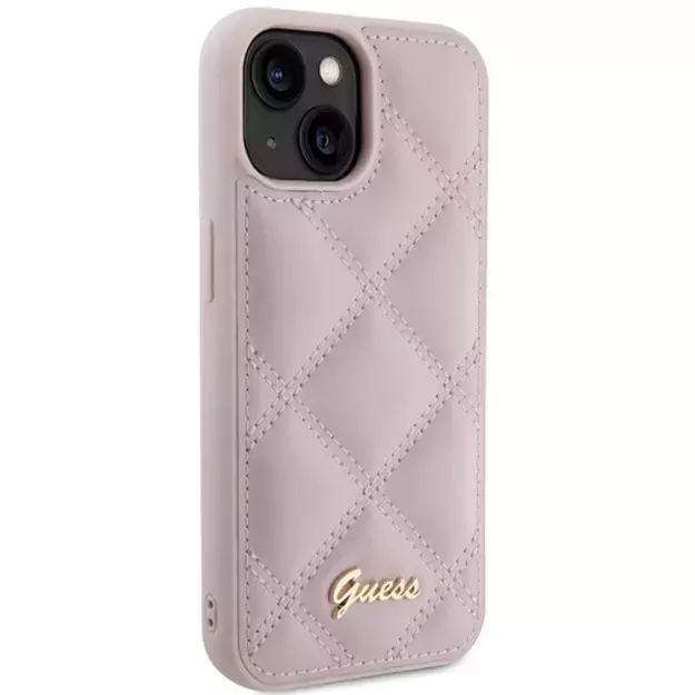 Guess Quilted Metal Logo case for iPhone 15 - pink 3