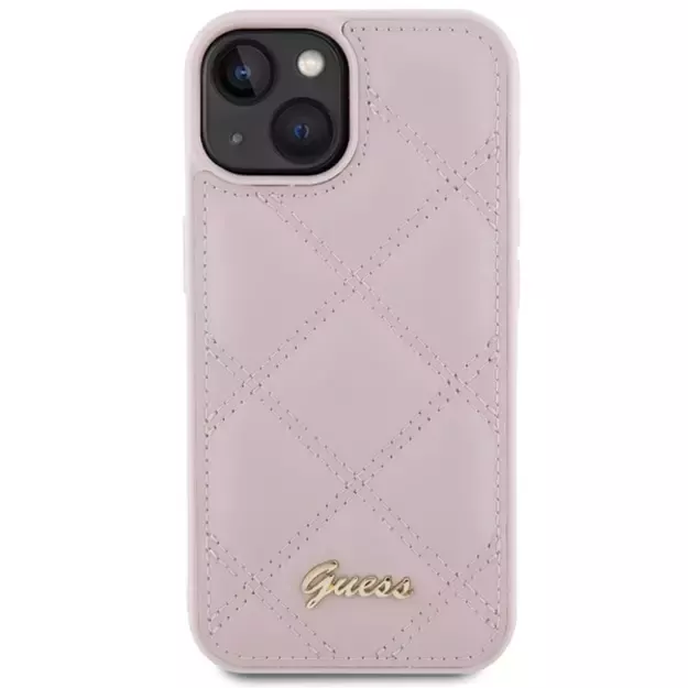 Guess Quilted Metal Logo case for iPhone 15 - pink 2