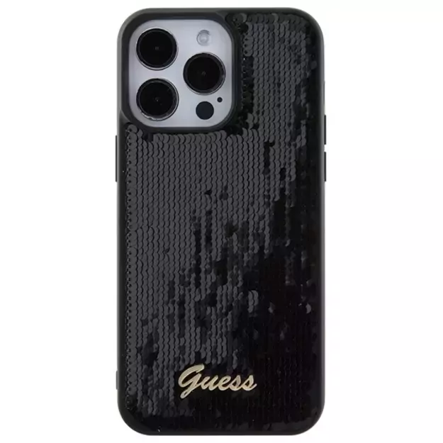 Guess Sequin Script Metal case for iPhone 15 Pro Max - black 2