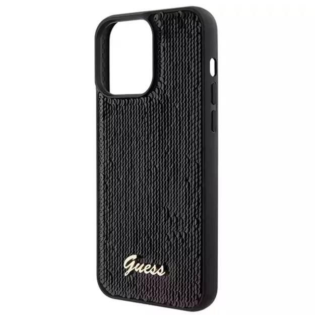 Guess Sequin Script Metal case for iPhone 15 Pro Max - black 5