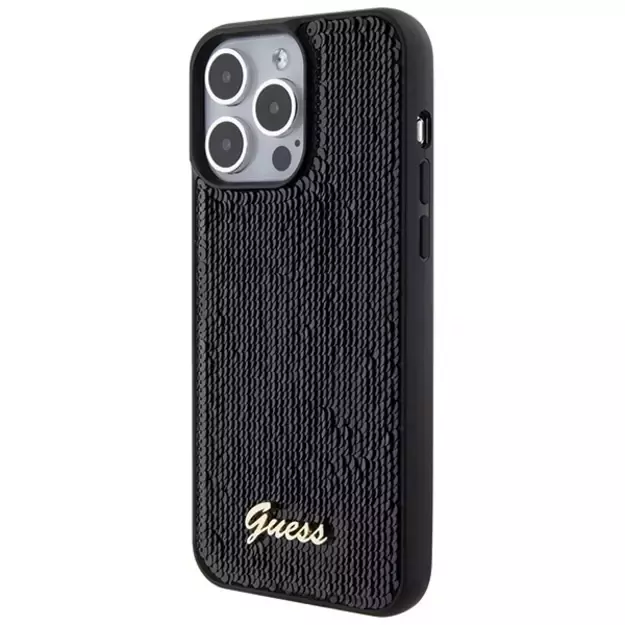 Guess Sequin Script Metal case for iPhone 15 Pro Max - black 1