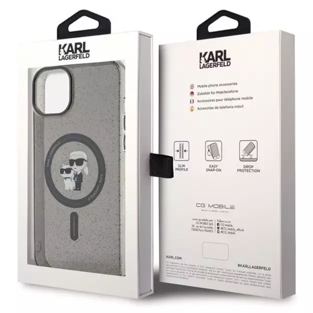 Karl Lagerfeld Karl&amp Choupette Glitter MagSafe case for iPhone 15 - black 14