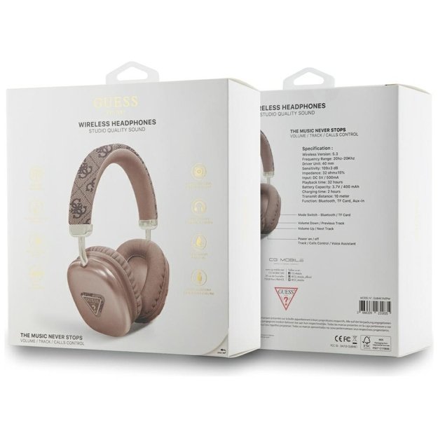 Guess Triangle Logo Over-Ear Headphones - Brown 3