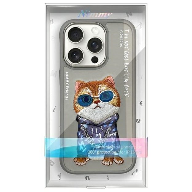 Nimmy Glasses Cool Cat Case for iPhone 16 Pro - Gray 8