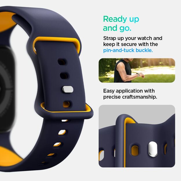 Spigen Nano Pop Strap for Apple Watch 44 / 45 / 46 / 49 mm - Navy Blue and Yellow 9