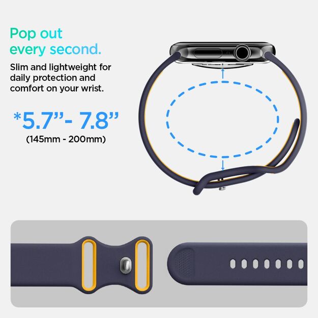 Spigen Nano Pop Strap for Apple Watch 44 / 45 / 46 / 49 mm - Navy Blue and Yellow 8