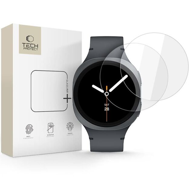 Tech-Protect Glass Fit+ 2-pack tempered glass for Samsung Galaxy Watch 8 44 mm - transparent