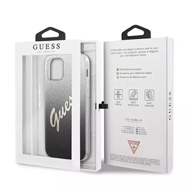 Guess GUHCP12SPCUGLSBK iPhone 12 mini 5.4&quot  black/black hardcase Glitter Gradient Script 14