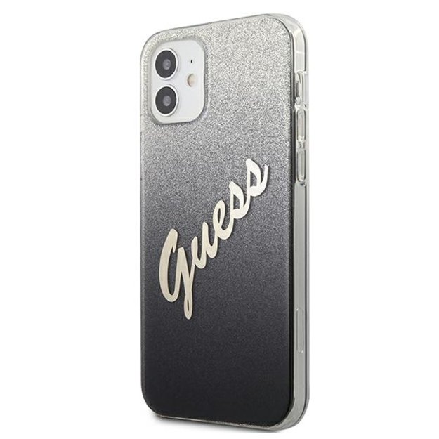 Guess GUHCP12SPCUGLSBK iPhone 12 mini 5.4&quot  black/black hardcase Glitter Gradient Script 1