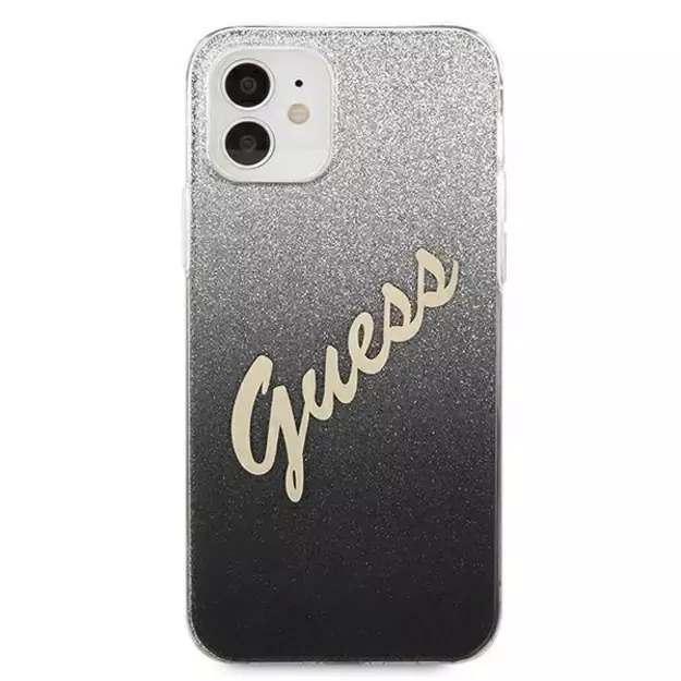 Guess GUHCP12SPCUGLSBK iPhone 12 mini 5.4&quot  black/black hardcase Glitter Gradient Script 9