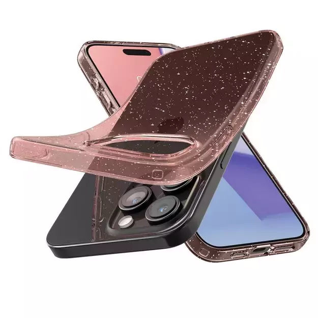 Spigen Liquid Crystal Glitter iPhone 15 Pro Case - Pink/Clear 12