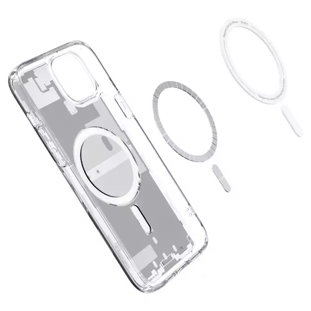Spigen Ultra Hybrid Mag Case with MagSafe for iPhone 15 Plus - White (Zero One Pattern) 6