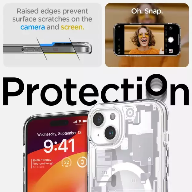 Spigen Ultra Hybrid Mag Case with MagSafe for iPhone 15 Plus - White (Zero One Pattern) 12