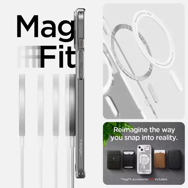 Spigen Ultra Hybrid Mag Case with MagSafe for iPhone 15 Plus - White (Zero One Pattern) 13