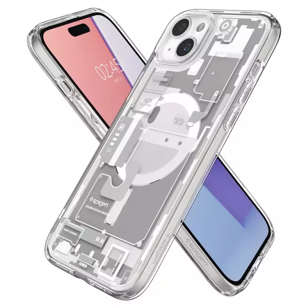 Spigen Ultra Hybrid Mag Case with MagSafe for iPhone 15 Plus - White (Zero One Pattern) 5