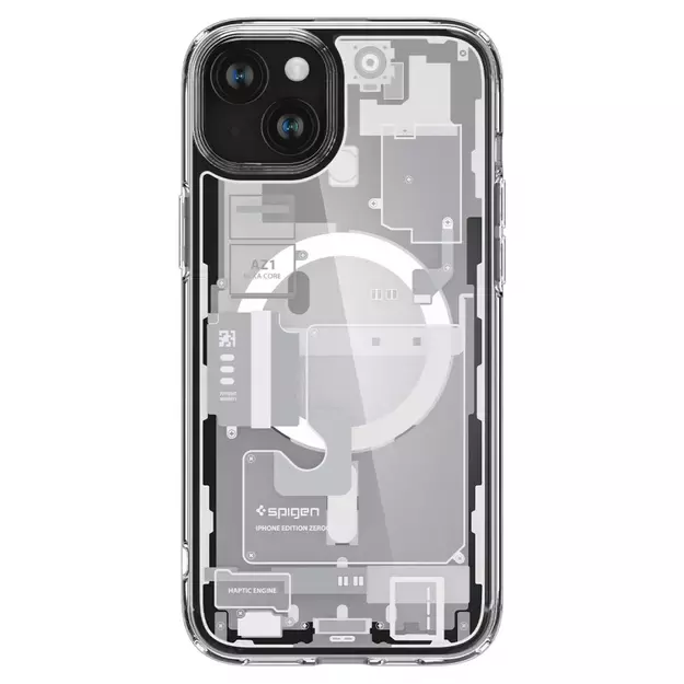 Spigen Ultra Hybrid Mag Case with MagSafe for iPhone 15 Plus - White (Zero One Pattern) 1