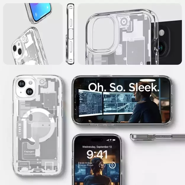 Spigen Ultra Hybrid Mag Case with MagSafe for iPhone 15 Plus - White (Zero One Pattern) 14