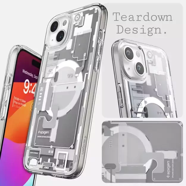 Spigen Ultra Hybrid Mag Case with MagSafe for iPhone 15 Plus - White (Zero One Pattern) 11
