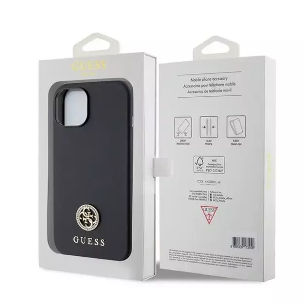 Guess GUHCP15MPS4DGPK iPhone 15 Plus 6.7&quot  black/black hardcase Strass Metal Logo 3