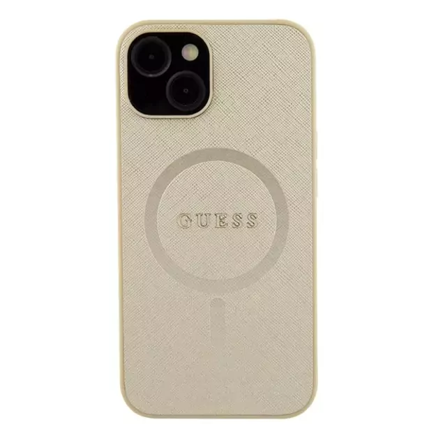 Guess GUHMP15MPSAHMCB iPhone 15 Plus 6.7&quot  gold/gold hardcase Saffiano MagSafe 3