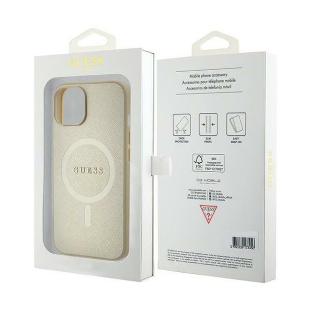 Guess GUHMP15MPSAHMCB iPhone 15 Plus 6.7&quot  gold/gold hardcase Saffiano MagSafe 1