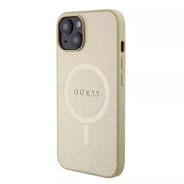 Guess GUHMP15MPSAHMCB iPhone 15 Plus 6.7&quot  gold/gold hardcase Saffiano MagSafe 2