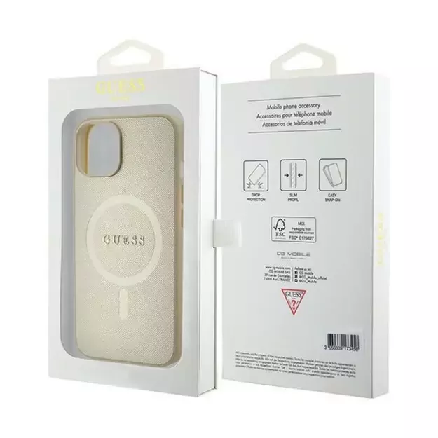 Guess GUHMP15MPSAHMCB iPhone 15 Plus 6.7&quot  gold/gold hardcase Saffiano MagSafe 8