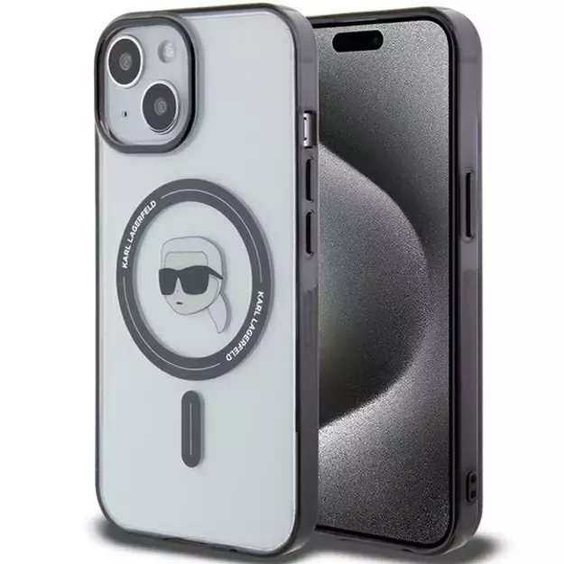 Karl Lagerfeld KLHMP15SHKHNOTK iPhone 15 6.1  transparent hardcase IML Karl`s Head MagSafe