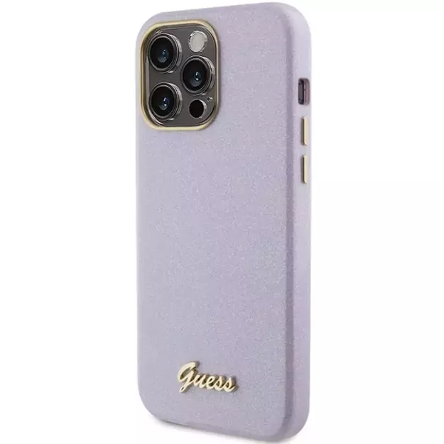 Guess Glitter Glossy Script case for iPhone 15 Pro - lilac 1