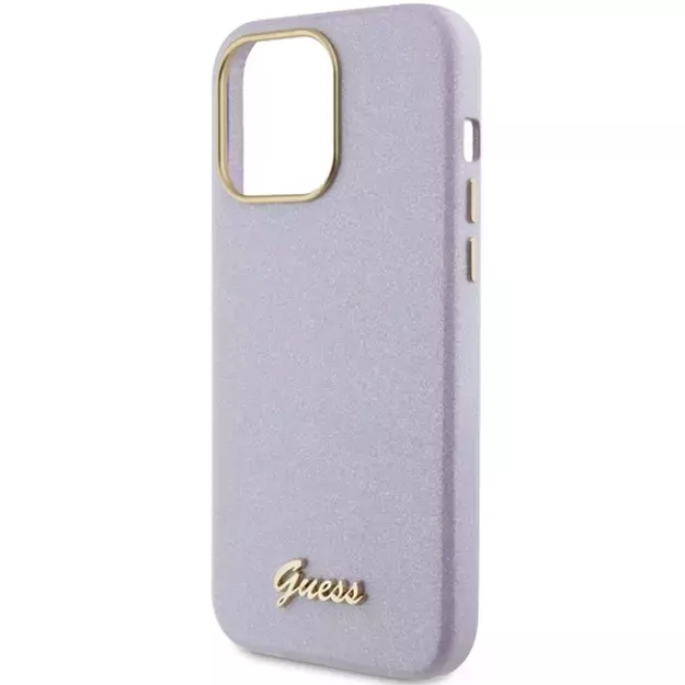 Guess Glitter Glossy Script case for iPhone 15 Pro - lilac 4