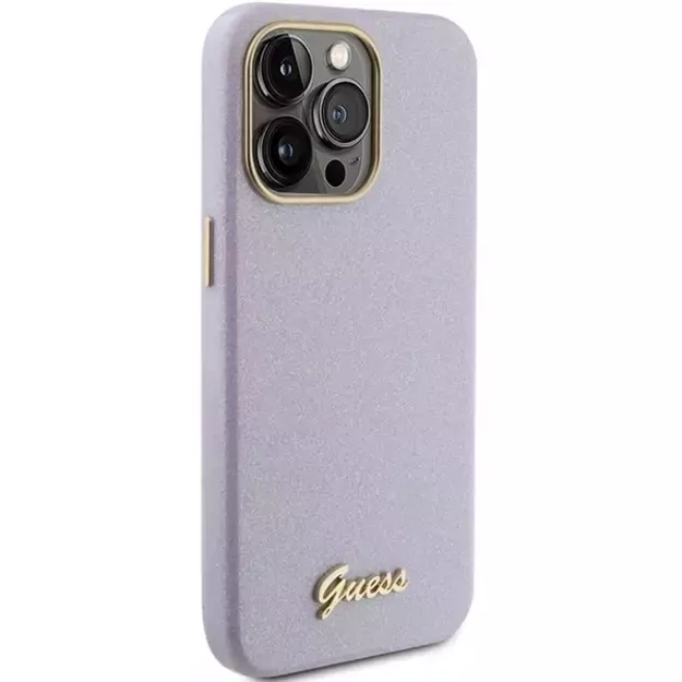 Guess Glitter Glossy Script case for iPhone 15 Pro - lilac 7