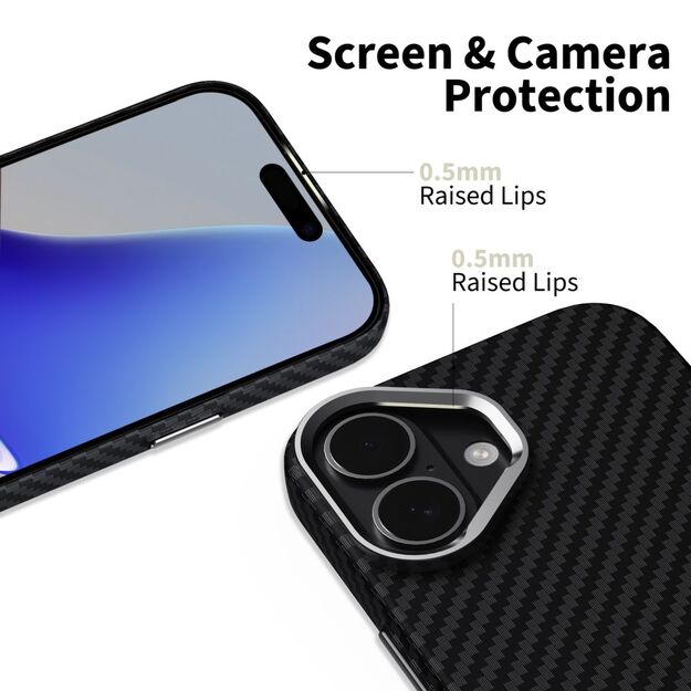 Tech-Protect Ion Carbon MagSafe case for iPhone 17 - black and silver 1
