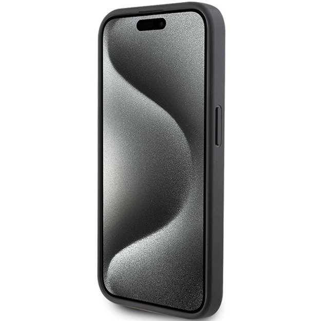 Karl Lagerfeld Saffiano Cardslot Karl&amp Choupette Metal Pin case for iPhone 15 Pro - black 1