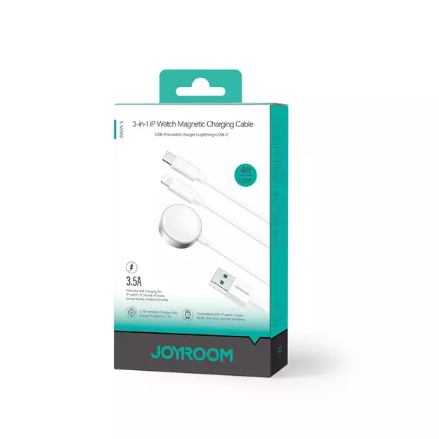 Joyroom S-IW008 3-in-1 cable magnetic charger USB-A - Lightning/USB-C 1.2m - white 18