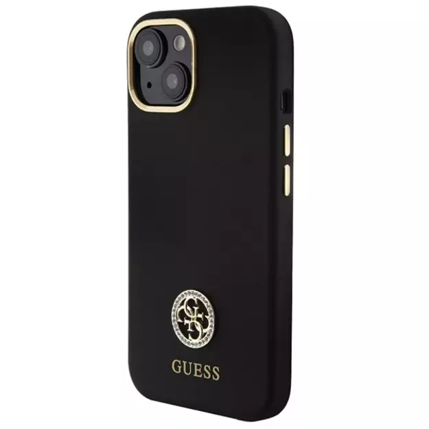 Guess Silicone Logo Strass 4G Case for iPhone 15 - Black 1