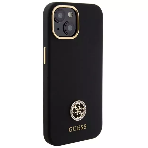 Guess Silicone Logo Strass 4G Case for iPhone 15 - Black 3