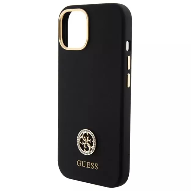 Guess Silicone Logo Strass 4G Case for iPhone 15 - Black 5