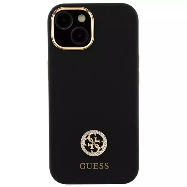 Guess Silicone Logo Strass 4G Case for iPhone 15 - Black 2