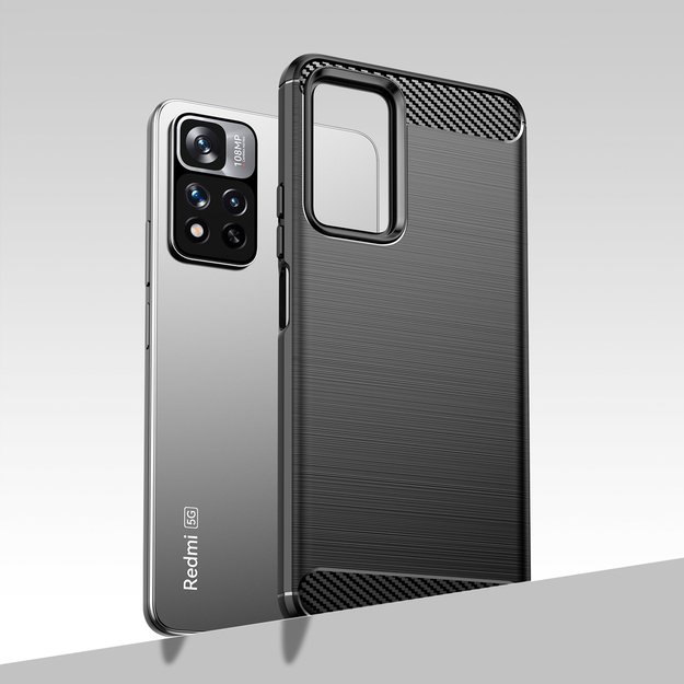 Carbon Case flexible case cover Xiaomi Redmi Note 11 Pro+ 5G (China) / 11 Pro 5G (China) / Mi11i HyperCharge / Poco X4 NFC black 12