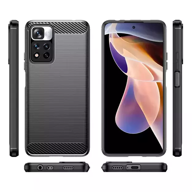 Carbon Case flexible case cover Xiaomi Redmi Note 11 Pro+ 5G (China) / 11 Pro 5G (China) / Mi11i HyperCharge / Poco X4 NFC black 7