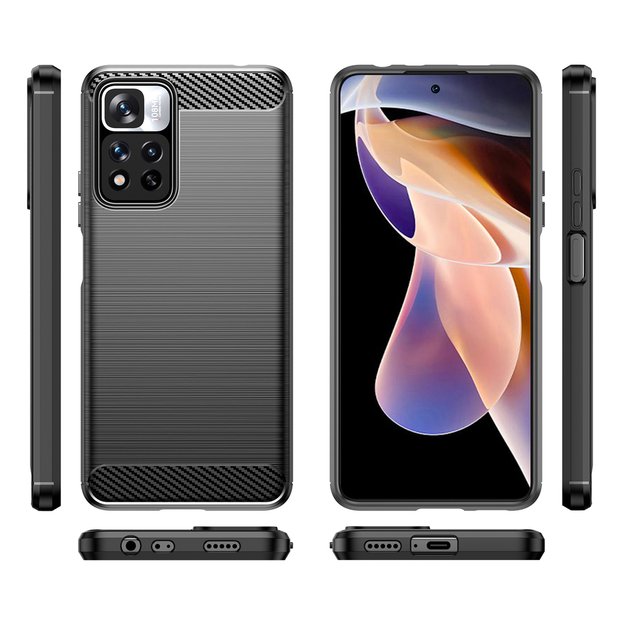 Carbon Case flexible case cover Xiaomi Redmi Note 11 Pro+ 5G (China) / 11 Pro 5G (China) / Mi11i HyperCharge / Poco X4 NFC black 15