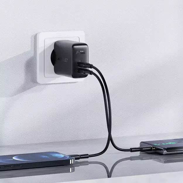 Acefast wall charger USB Type C / USB 32W, PPS, PD, QC 3.0, AFC, FCP black (A5 black) 7